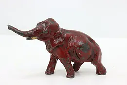 Trumpeting Elephant Vintage Red Iron Sculpture #51626