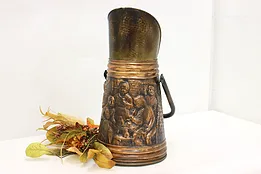 Farmhouse Antique Dutch Copper Fireplace Scuttle Tavern #53525