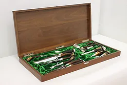 Hasselbring 13 Pc Stag Antler & Sterling Knives Serving Set #46891