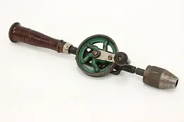 Industrial Antique Birch & Iron Hand Drill, Germany #53541