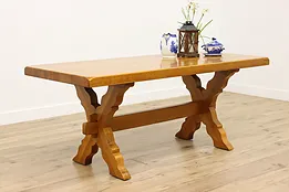 Trestle Base Dutch Vintage Oak Farmhouse Dining Table #53514