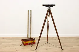 Surveyor Transit Vintage Instrument & Case, Tripod, Keuffel #52916