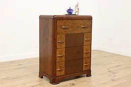 Art Deco Vintage Faux Walnut Tall Boy Dresser or Chest #53024