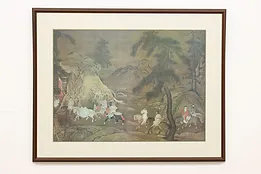 Asian Warriors in Mountains Vintage Original Print 48.5" #53563