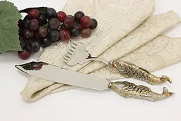 Fish Handle Vintage Fish Carving Knife & Fork Serving Set #51118