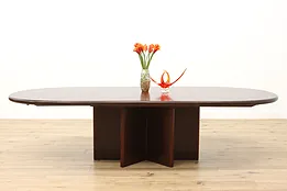 Midcentury Modern Vintage Rosewood 9' Dining Table, 2 Leaves #53556