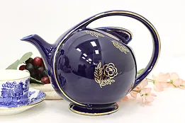 Asian Design Vintage Painted Blue Porcelain Teapot, Hall #53605