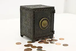 Victorian Cast Iron Antique Combination Coin Bank, Security #46758