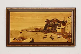 Capri Italy Shore Original Marquetry Wall Plaque 29.5" #53575