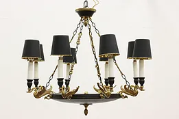 Georgian Swan Bouillotte Vintage Brass Chandelier, Crafts #53577