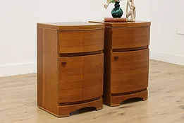 Pair Midcentury Modern Vintage Walnut Nightstands End Tables #53414