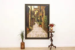 Street Scene in Orte Italy Vintage Original Oil Painting 80" #53593