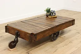 Industrial Antique Railroad Salvage Birch Cart Coffee Table #53654