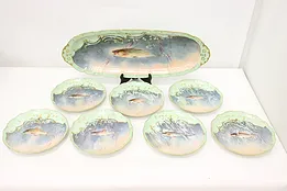 French Limoges Antique Hand Painted 7 Piece Fish Serving Set #53566