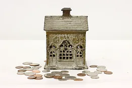 Victorian Antique Painted Cast Iron "Bank" Coin Bank #50535