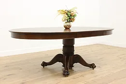 Victorian Antique Oak 4' Oval Dining Table Opens 85" Regal #50587