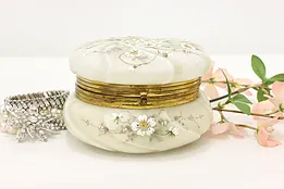 Victorian Antique Painted Flowers Jewelry Jar, Wave Crest #52703