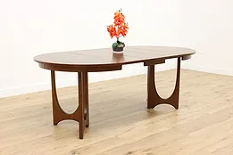 Midcentury Modern Vintage Walnut Dining Game Table Opens 80" #52900