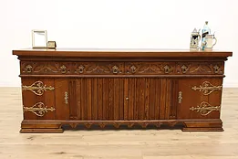 Renaissance Vintage Oak TV, Hall Console Back Bar Sideboard #53510