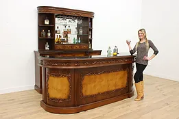 Traditional Rosewood & Burl Front & Back Bar Set Granite Top #53481