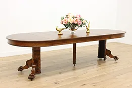 Victorian Antique 45"  Round Oak Dining Table Extends 117" #52063