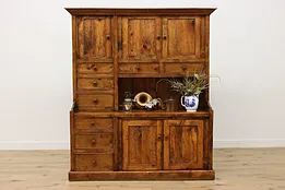 Farmhouse Vintage English Pine Kitchen Cupboard or Cabinet #53653