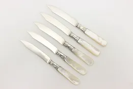 Set of 5 Victorian Antique Sterling & Pearl Cheese Knives LF #53607