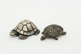 Pair of Vintage Miniature Sterling Silver Turtle Sculptures #53729