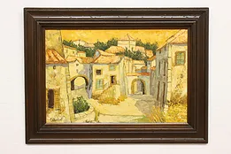 Village at Sunset Vintage Original Oil Painting Cabonbell 46" #53710