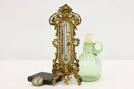 Victorian Antique Gold Easel or Wall Thermometer Cherub #52720