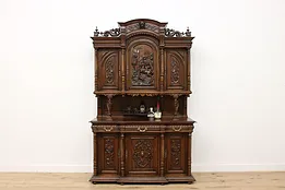 Renaissance Antique Carved Walnut Sideboard or Bar Cabinet #53517