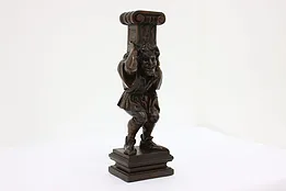 Renaissance Antique Carved Walnut Salvage Jester Sculpture #53754