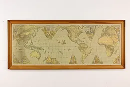 WWII Vintage Framed World Map, Welders, Electric Fusion 66" #53743