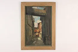 City Alley Vintage Original Watercolor Painting Reimann 30" #53737