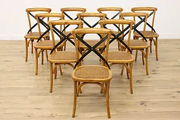 Set of 10 Vintage Farmhouse Ash & Iron Dining Chairs, Arhaus #53811