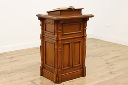 Victorian Antique Carved Oak Podium Lectern Reception Desk #53665