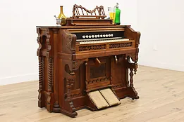 Victorian Antique Carved Walnut Reed or Pump Organ #53837