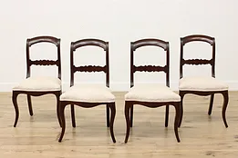 Set of 4 Empire Antique Mahogany Dining Chairs, New Fabric #50371