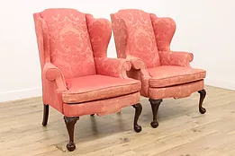 Pair of Georgian Design Vintage Wingback Chairs, Woodmark #53824