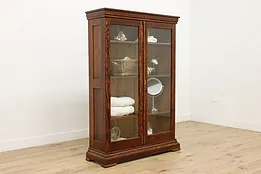 Victorian Antique Oak Bookcase or Display Cabinet #53752