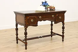 English Tudor Antique Walnut Office Desk or Library Table #53802