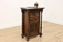 Dutch Antique Cigar Humidor Chairside Table Smoking Cabinet  #53721