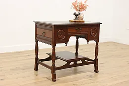 Victorian Antique Carved Walnut Hall, Lamp or Center Table #53720