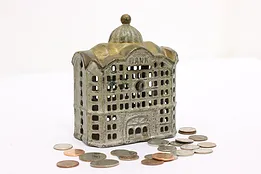 Victorian Antique Painted Iron "Bank" Coin Bank #50532