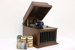 Edison Amberola Antique Oak Cylinder Phonograph, Records #44472