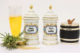 Pair of French Apothecary Kitchen Pantry Porcelain Jars, BW #52978