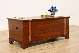 Farmhouse Vintage Cedar & Copper Chest Trunk, Coffee Table #53581