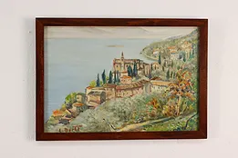 Tuscany Coastline Vintage Original Oil Painting, Berti 17" #41003