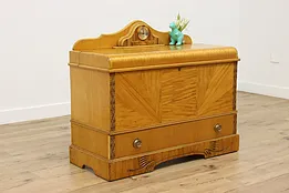 Art Deco Vintage Waterfall Cedar Chest or Trunk & Clock #53781