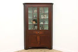 Federal Antique 1820s Walnut Corner Cupboard Display Cabinet #51462